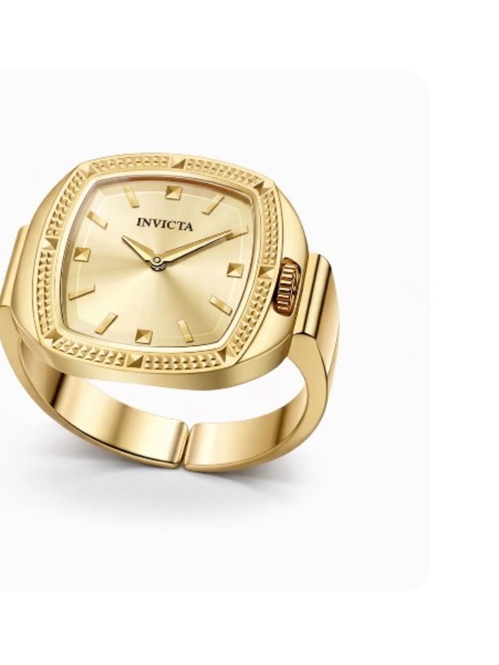 Invicta Gold Tone Cushion-Shape Ring Watch